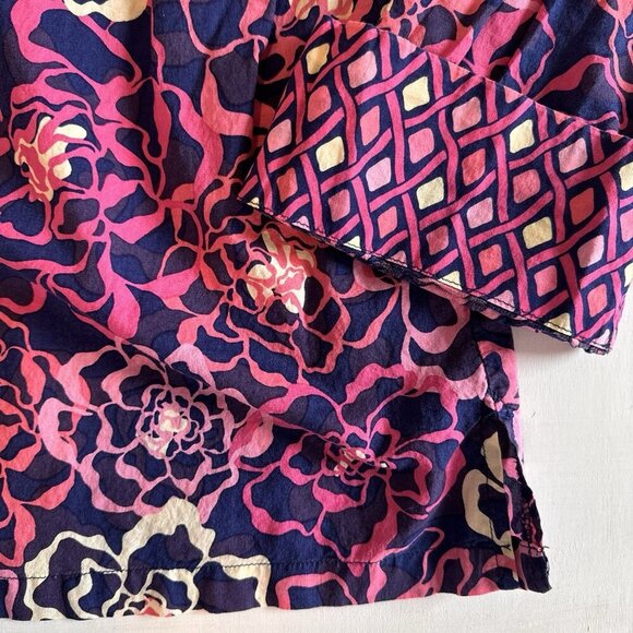 Vera Bradley Button Up Shirt XL Katarina Floral Boho Pink And Blue - Picture 3 of 13